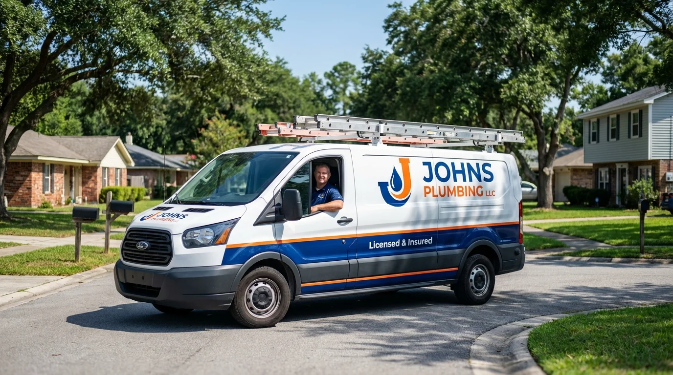 Johns Plumbing LLC service van in Fair Grove, MO