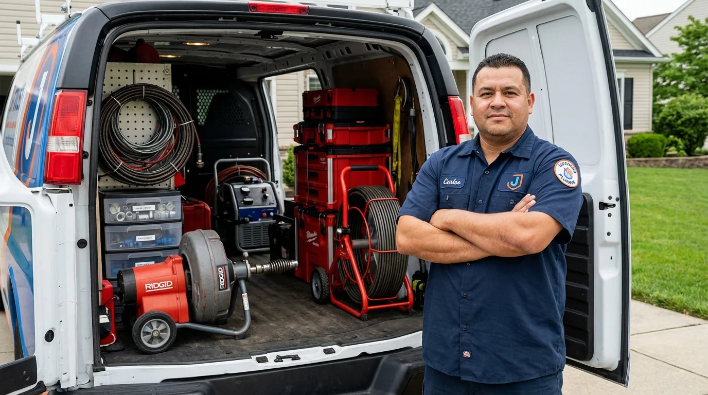Professional drain cleaning equipment and Johns Plumbing LLC plumber in Fair Grove