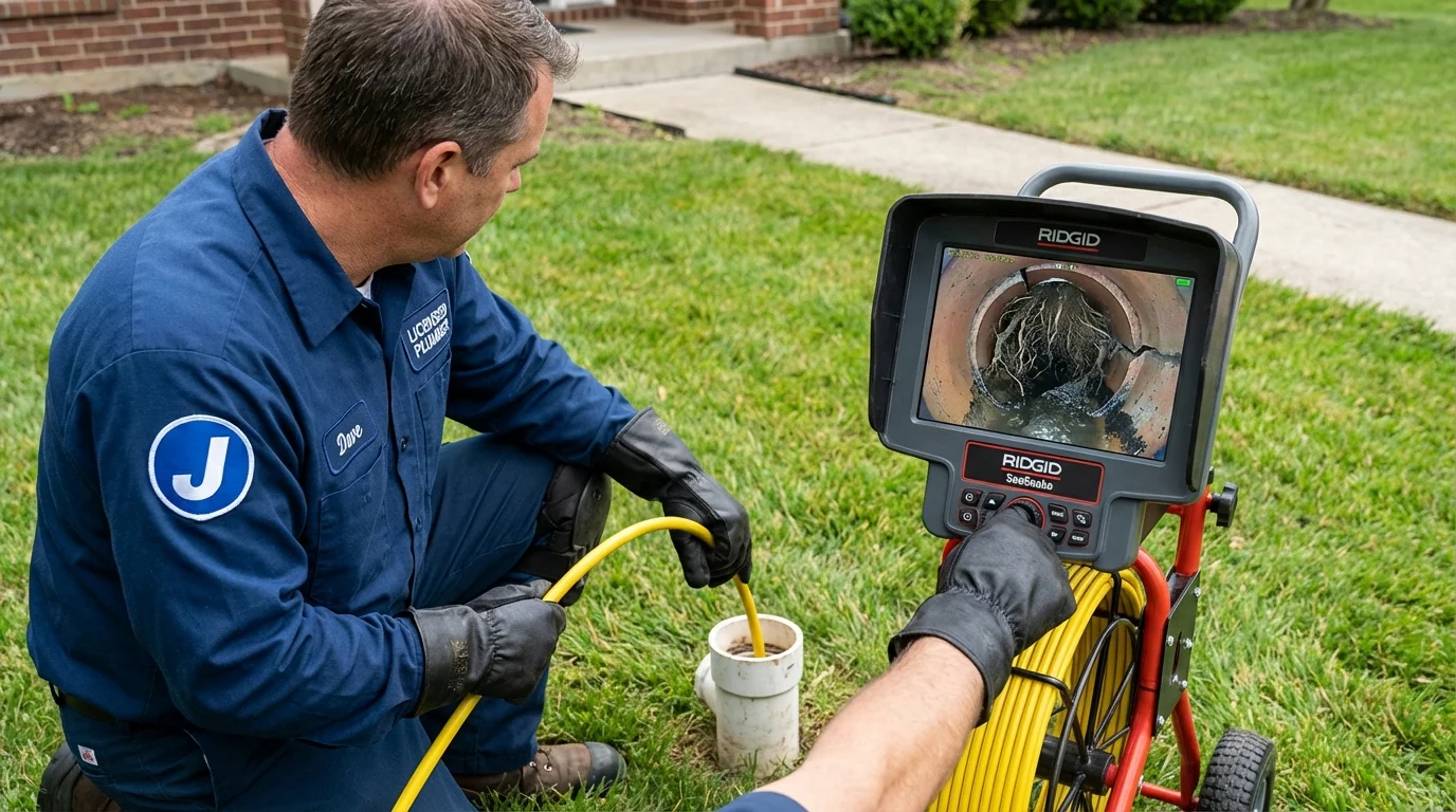 Sewer camera inspection being performed by Johns Plumbing LLC in Fair Grove