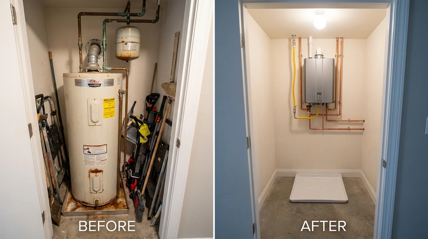Tank water heater versus wall-mounted tankless unit comparison for Fair Grove, MO homeowners